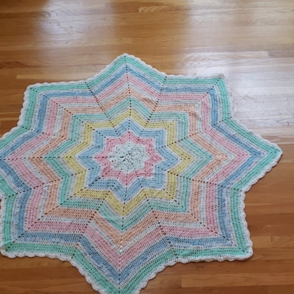 Handmade Crocheted Star Baby Afghan Blanket